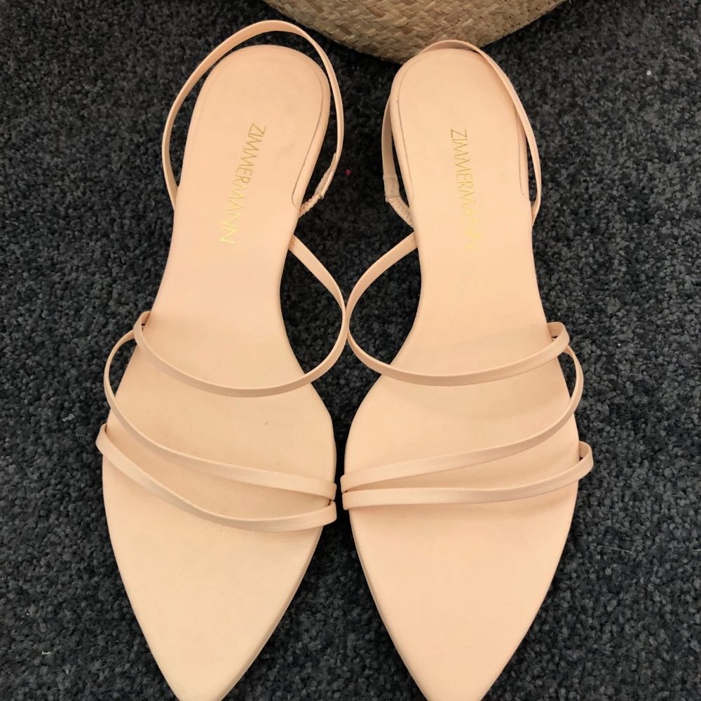 Zimmermann Nude Leather Kitten Heels Size 36 AU 5 RRP $550 NEW - Picture 2 of 15